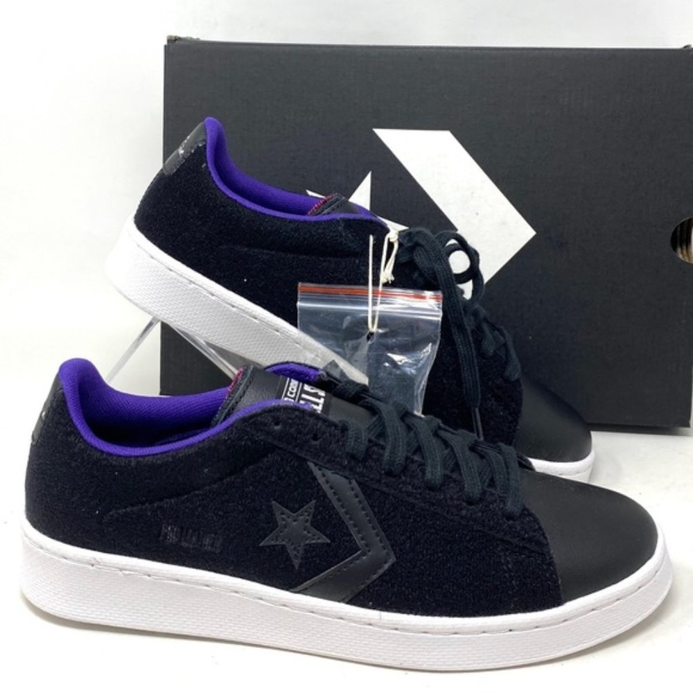 Converse Pro Leather Low Skate Women's Shoes Black Suede Casual Sneakers A01649C